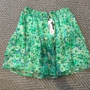 Brand new green floral flowy skirt